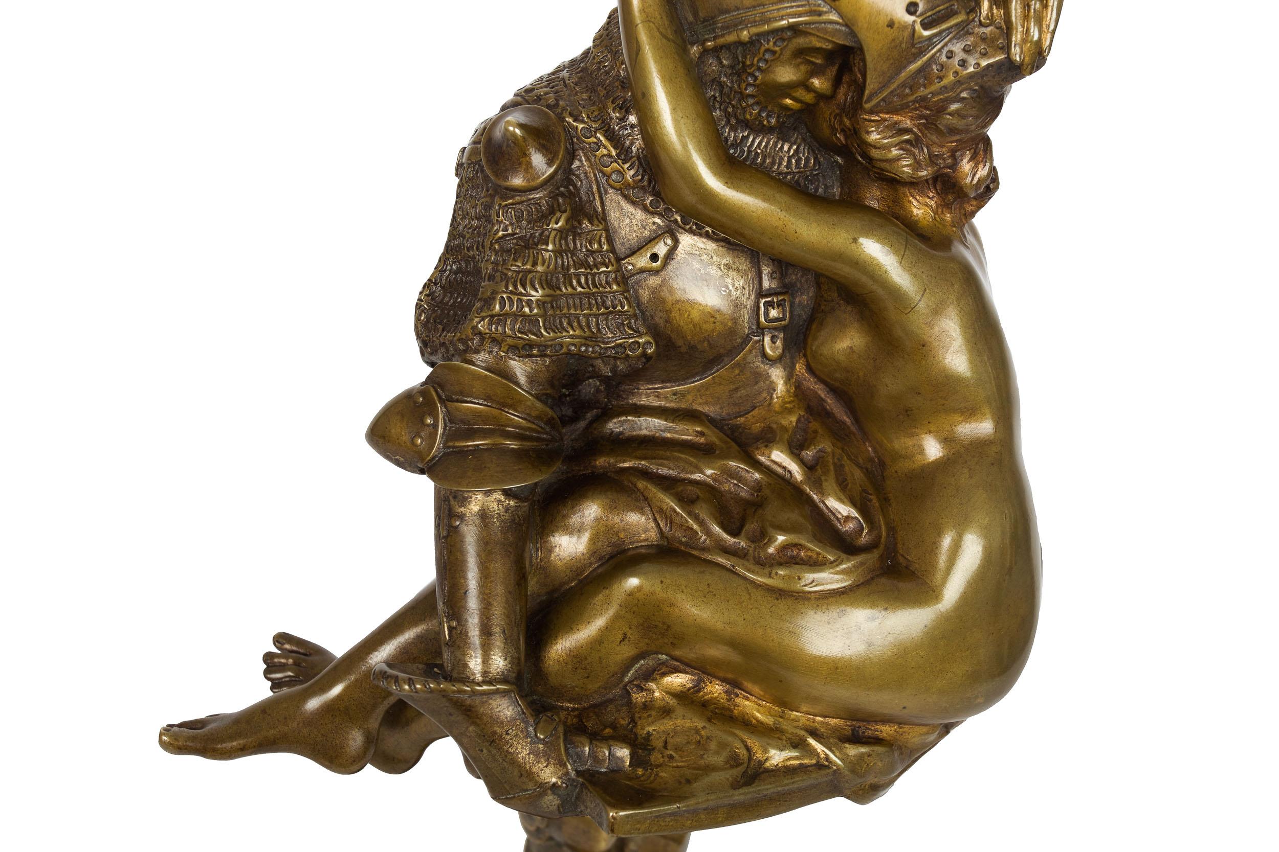 French Antique Art Nouveau Bronze Sculpture of Knight by François A. Clémencin For Sale 3