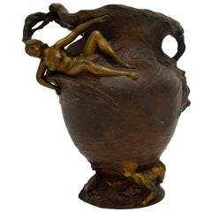 French Antique Art Nouveau Bronze Urn