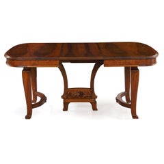 French Antique Art Nouveau Carved Walnut Dining Table
