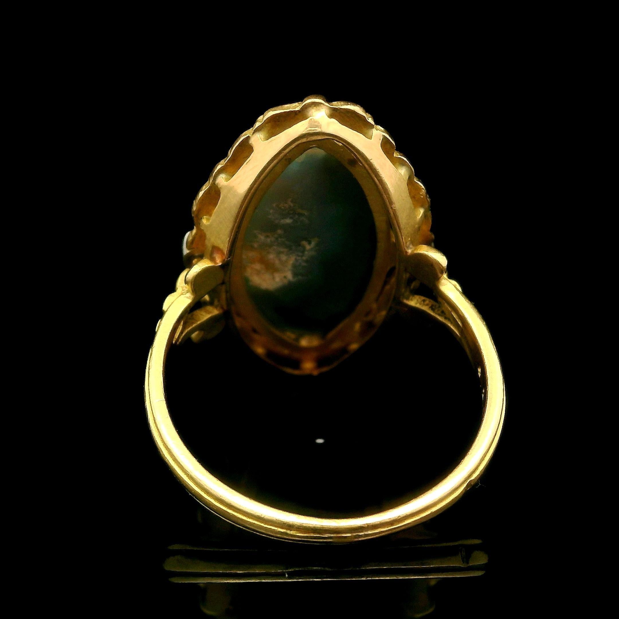 --Stone(s):--
(1) Natural Genuine Opal - Oval Double Cabochon Cut - Milgrain Bezel Set - Very Fiery - Black Color w/ Amazing Play of Green & Blue Color - 17.72 x 9.58 x 2.35mm (exact - certified)
**See Certification Details Below For More Info**
(4)