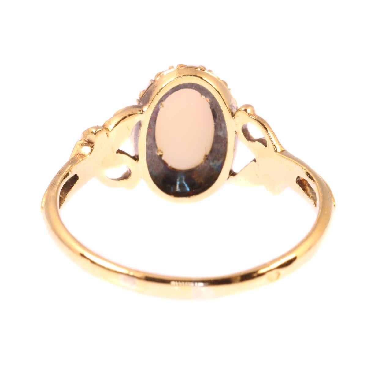 French Antique Art Nouveau Gold Ring with Diamonds and Opal 5