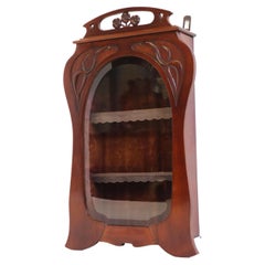 French Antique Art Nouveau / Jugendstil Wall Cabinet / Display Beveled Glass