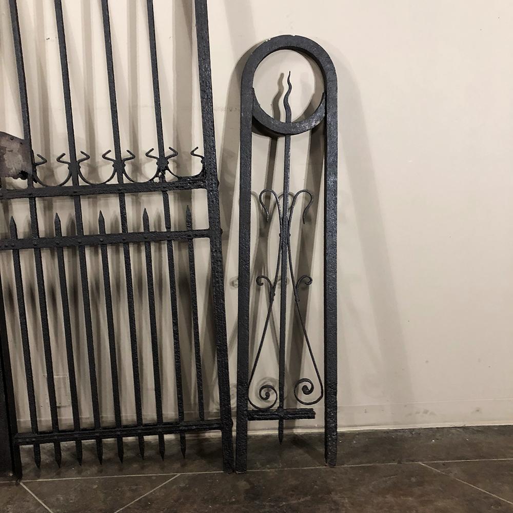 Forged French Antique Art Nouveau Period Wrought Iron Gate Set