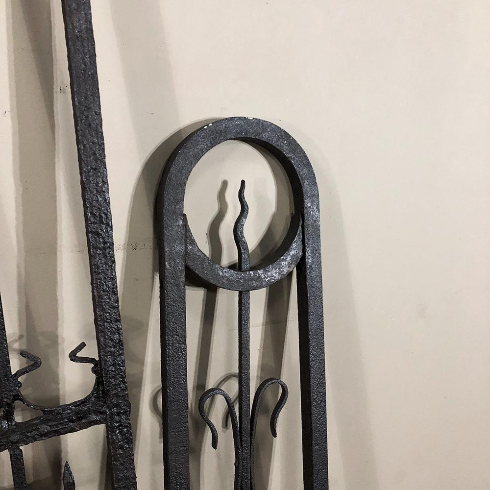 French Antique Art Nouveau Period Wrought Iron Gate Set 1