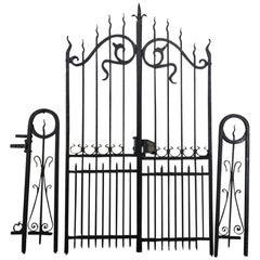 French Antique Art Nouveau Period Wrought Iron Gate Set