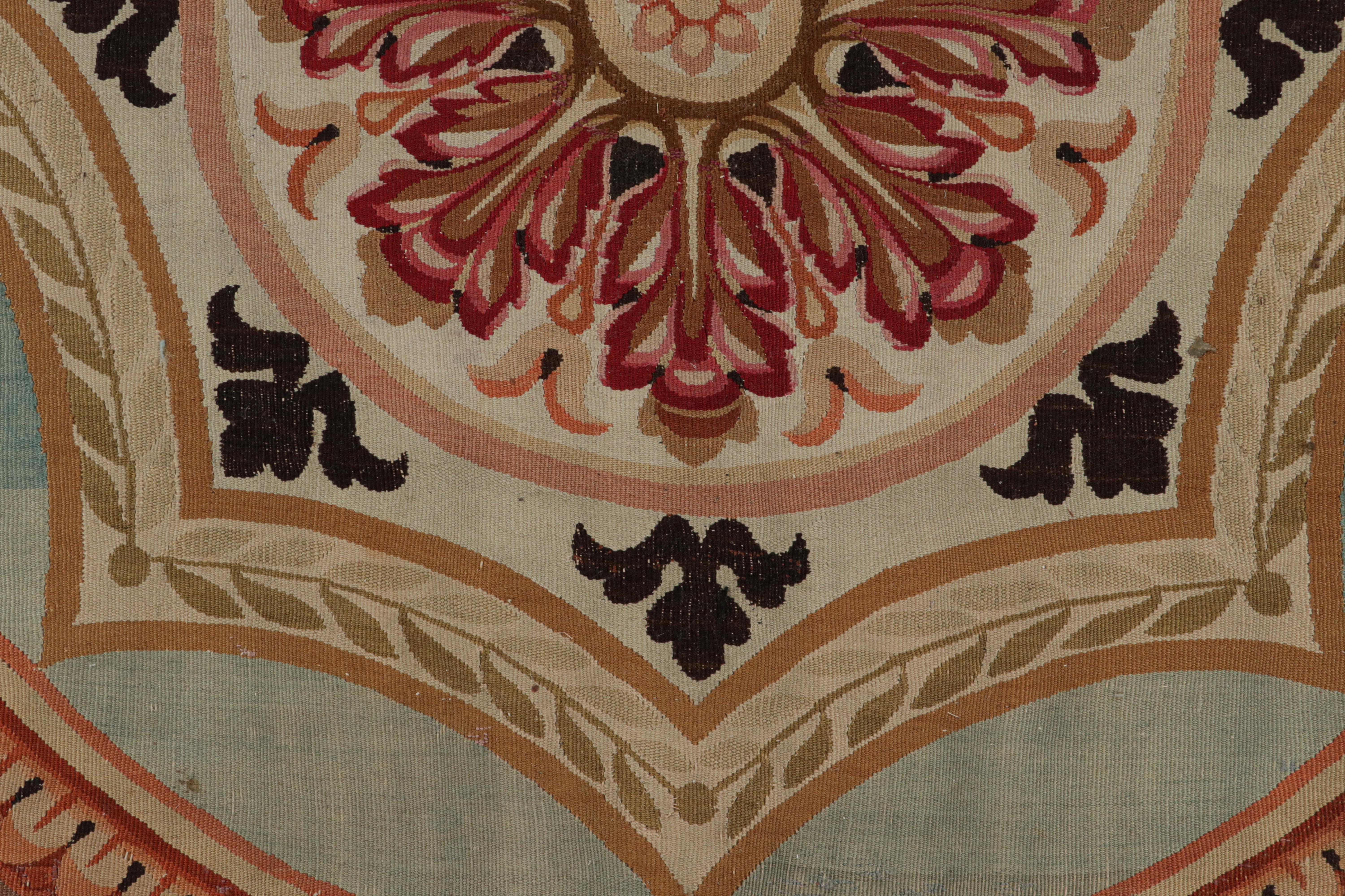 Wool French Antique Aubusson Rug, with Medallion and Floral Pattern For Sale