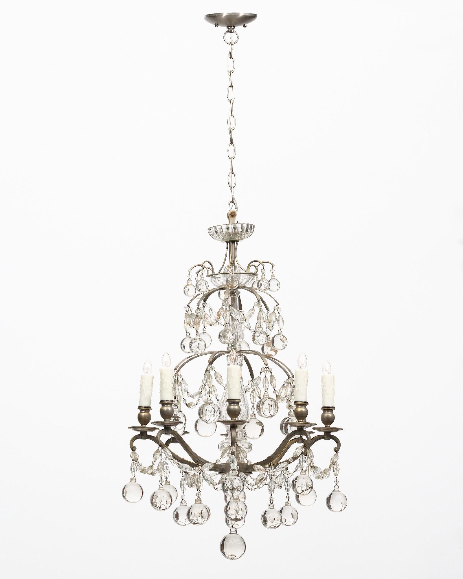 Crystal French Antique Baccarat Chandelier For Sale