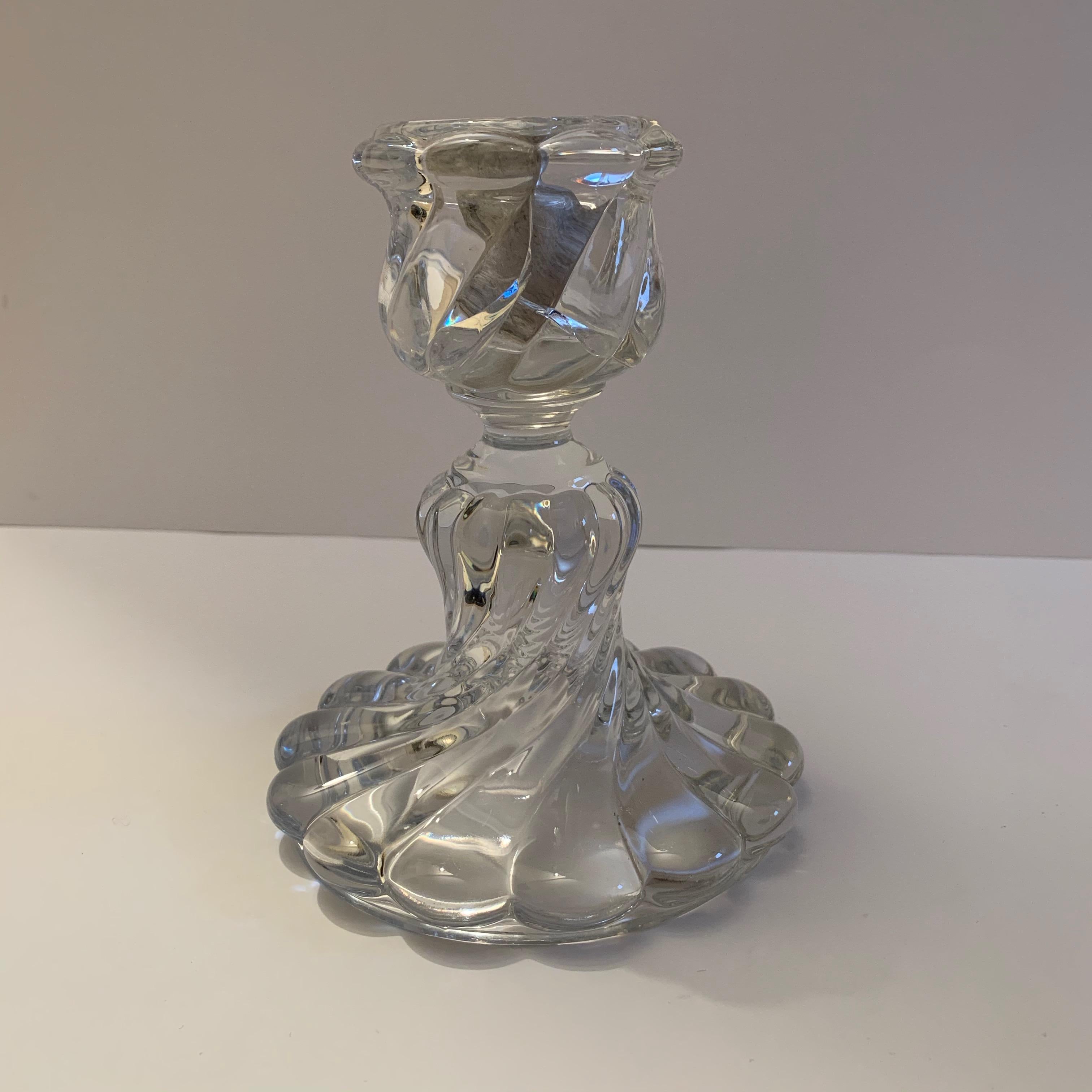 French Antique Baccarat Glass Candleholder with Storm Shade For Sale 3