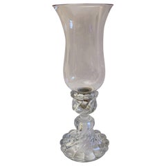 French Antique Baccarat Glass Candleholder with Storm Shade
