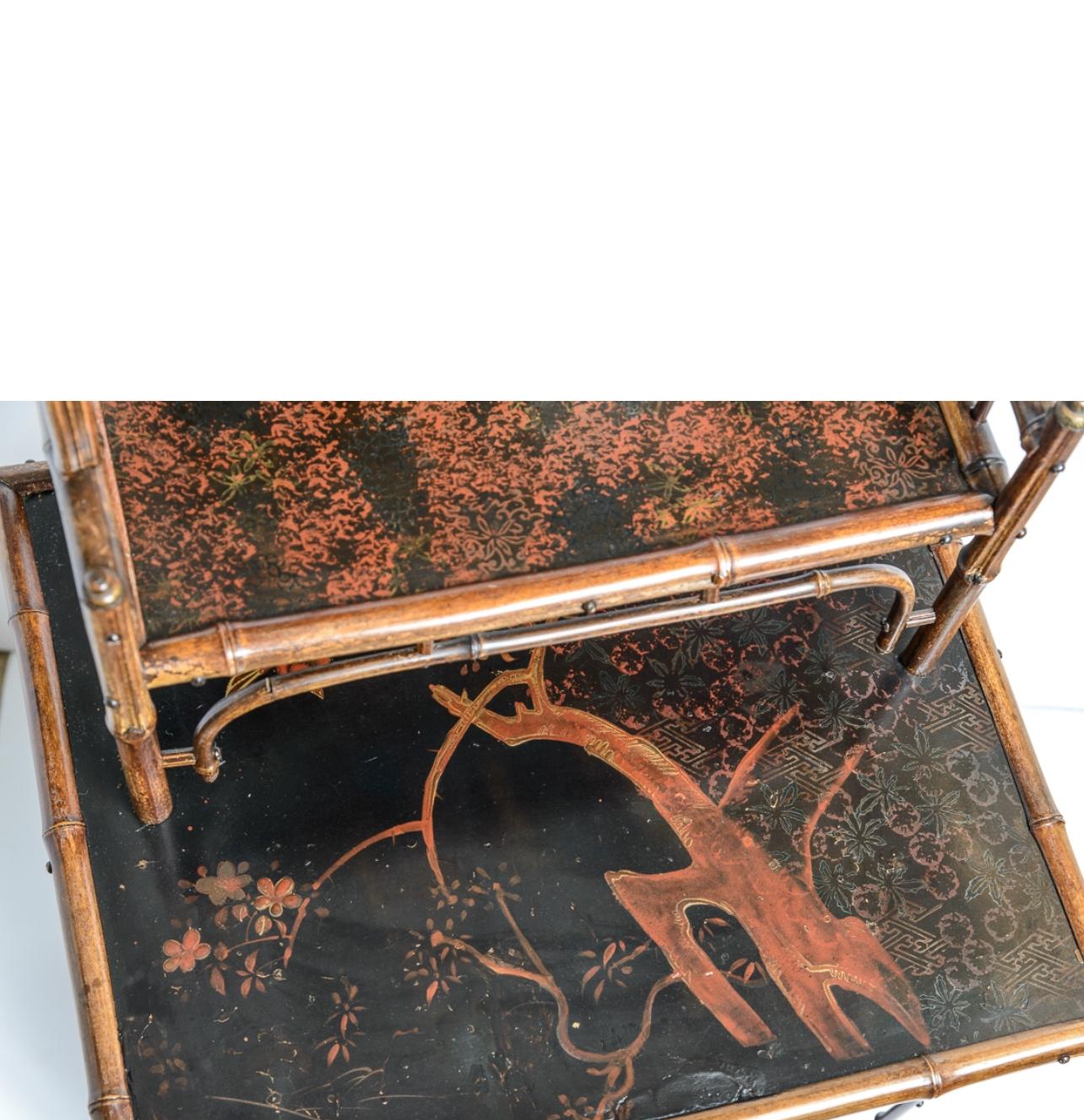 French Antique Bamboo & Lacquer Cabinet Attr. To Perret Vibert, 1890-1900 For Sale 7