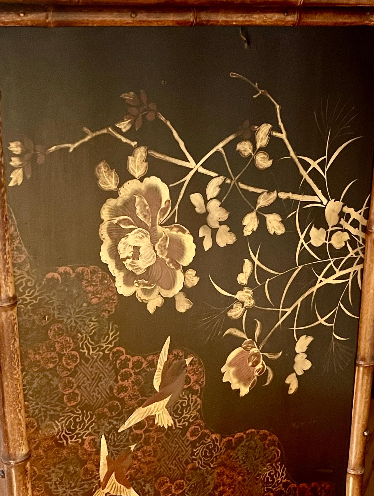French Antique Bamboo & Lacquer Cabinet Attr. To Perret Vibert, 1890-1900 For Sale 9