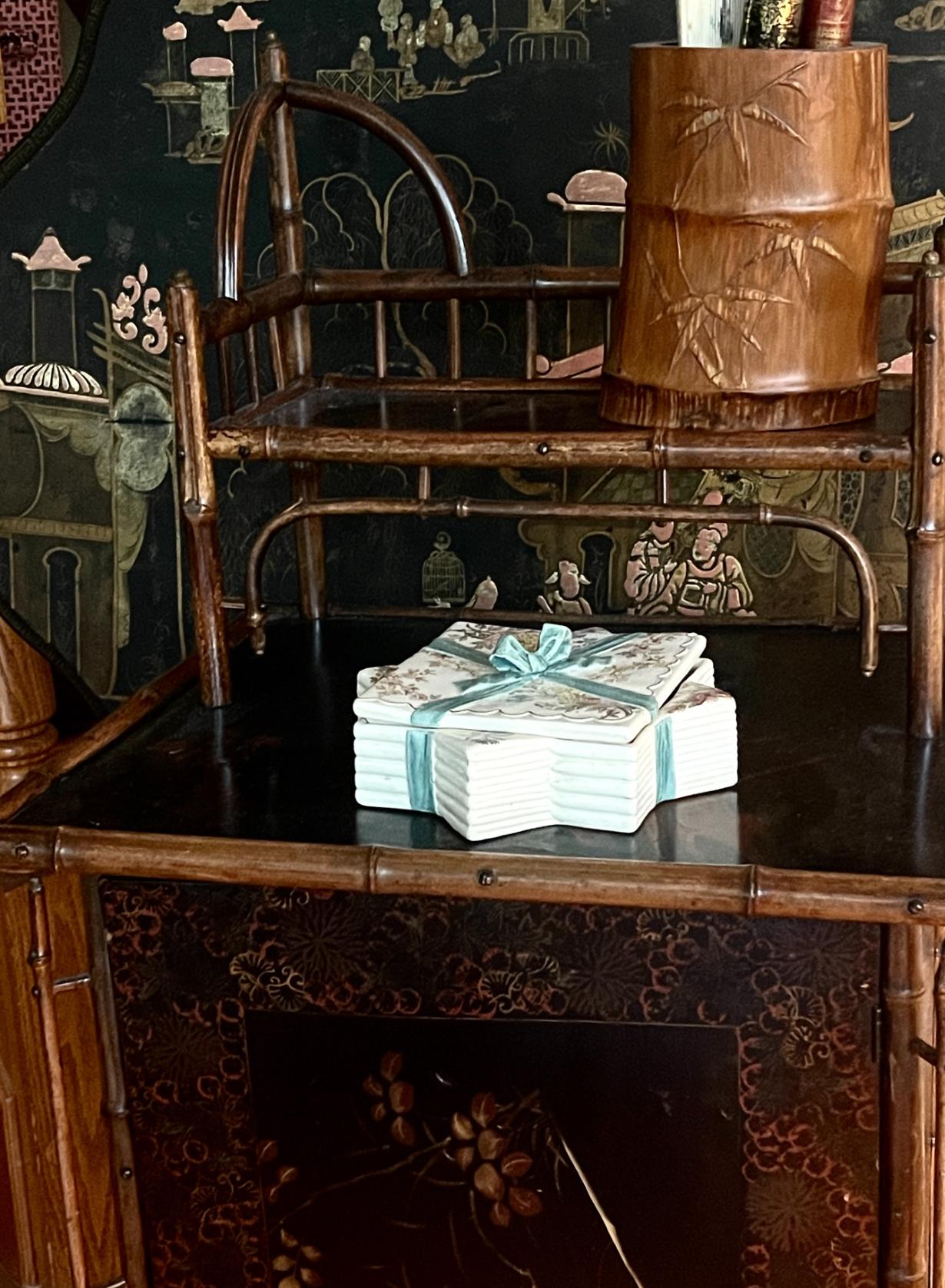 French Antique Bamboo & Lacquer Cabinet Attr. To Perret Vibert, 1890-1900 For Sale 11