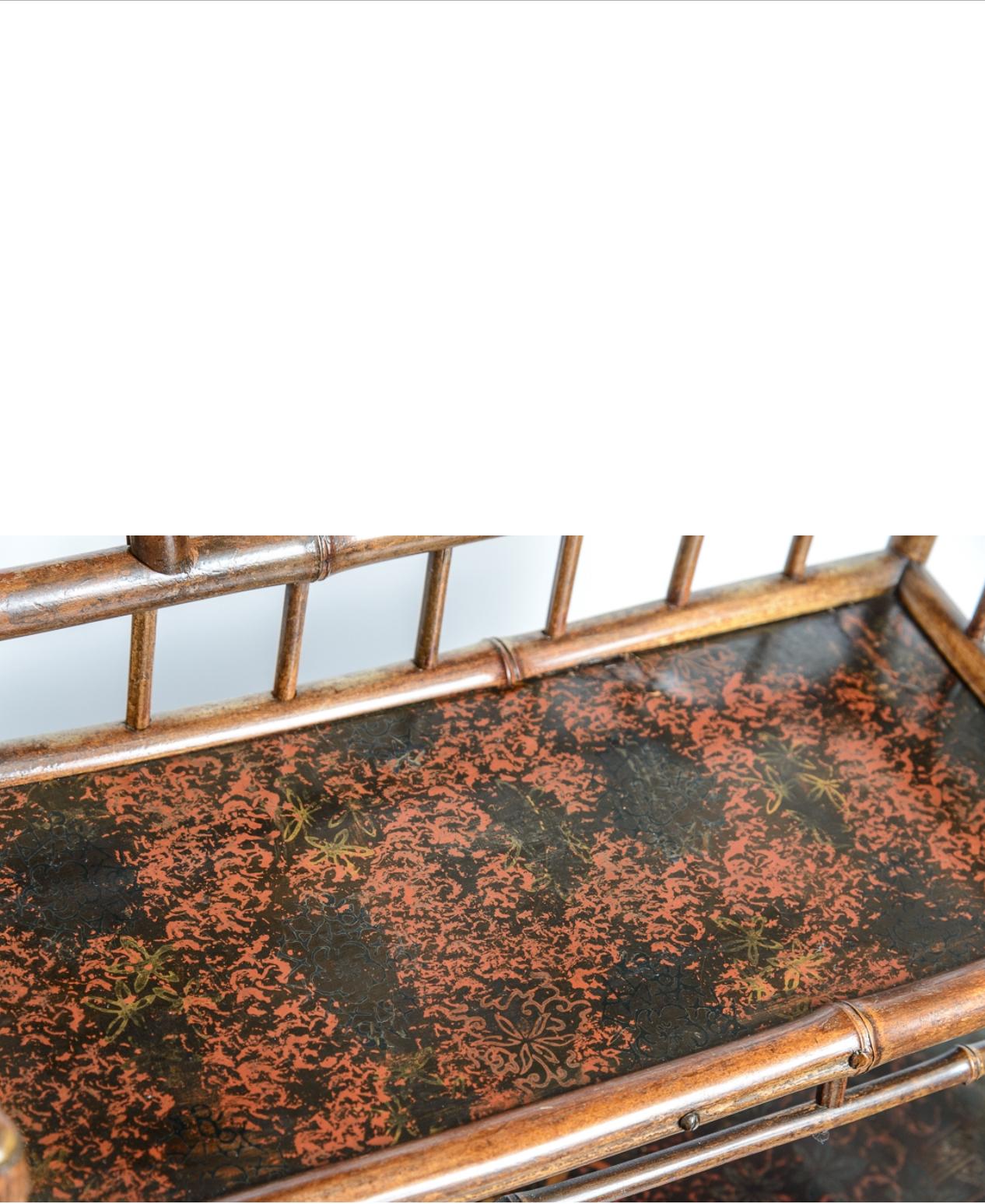 Hand-Crafted French Antique Bamboo & Lacquer Cabinet Attr. To Perret Vibert, 1890-1900 For Sale