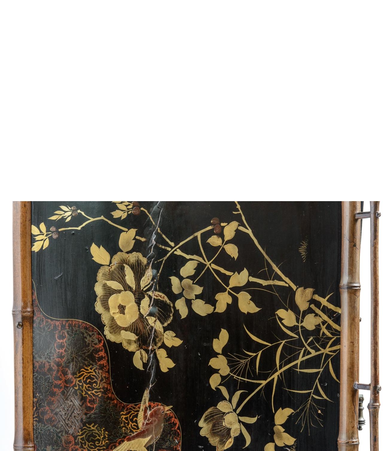 French Antique Bamboo & Lacquer Cabinet Attr. To Perret Vibert, 1890-1900 For Sale 1