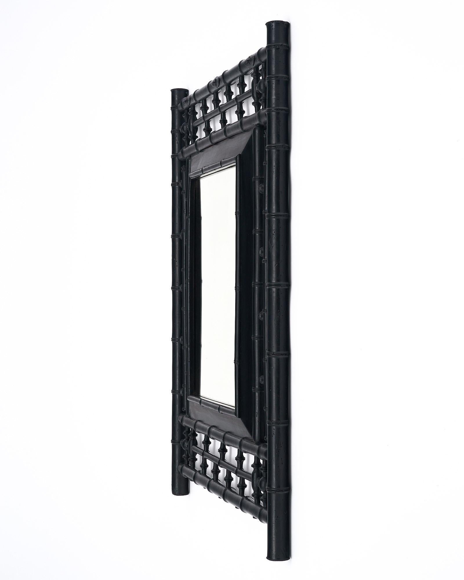 Miroir français ancien en bambou en vente 2