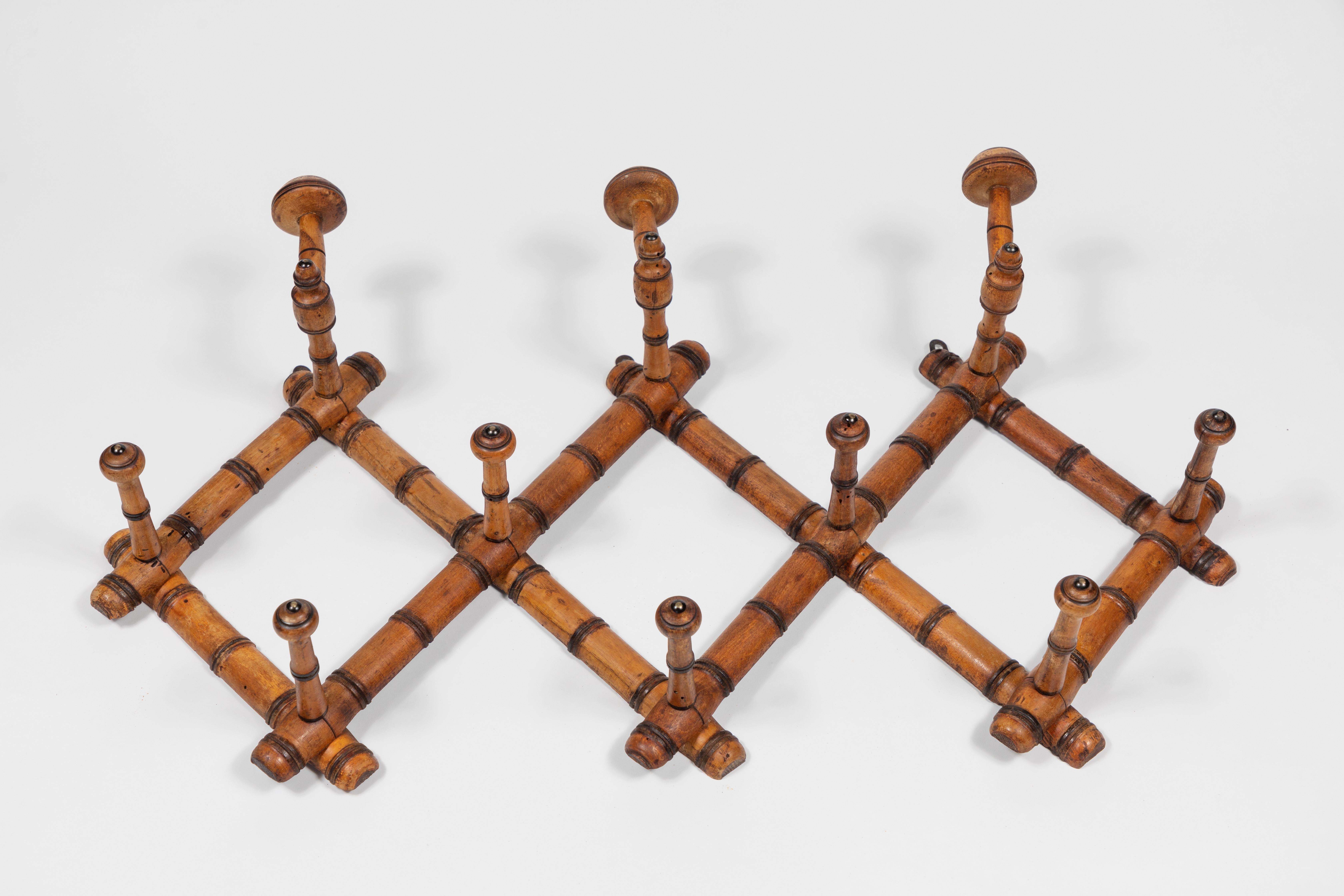20th Century French Antique Bamboo Wooden Coat Rack