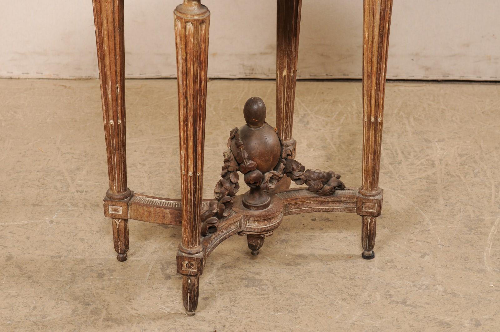19th Century French Antique Beautifully-Carved Petite Marble-Top Table w/ Interesting History For Sale
