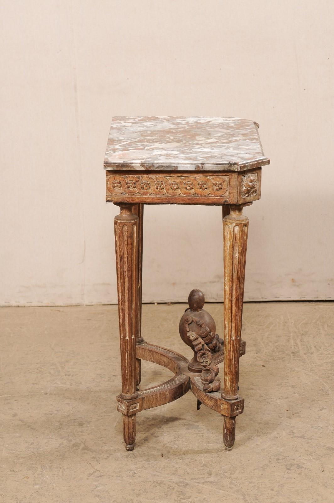 French Antique Beautifully-Carved Petite Marble-Top Table w/ Interesting History For Sale 2