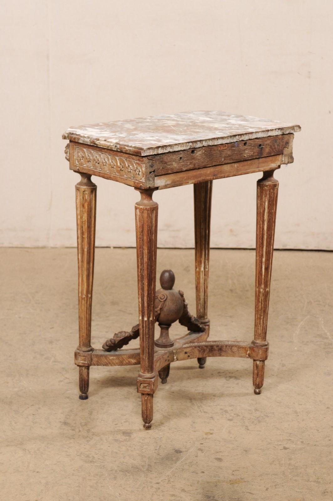 French Antique Beautifully-Carved Petite Marble-Top Table w/ Interesting History For Sale 5
