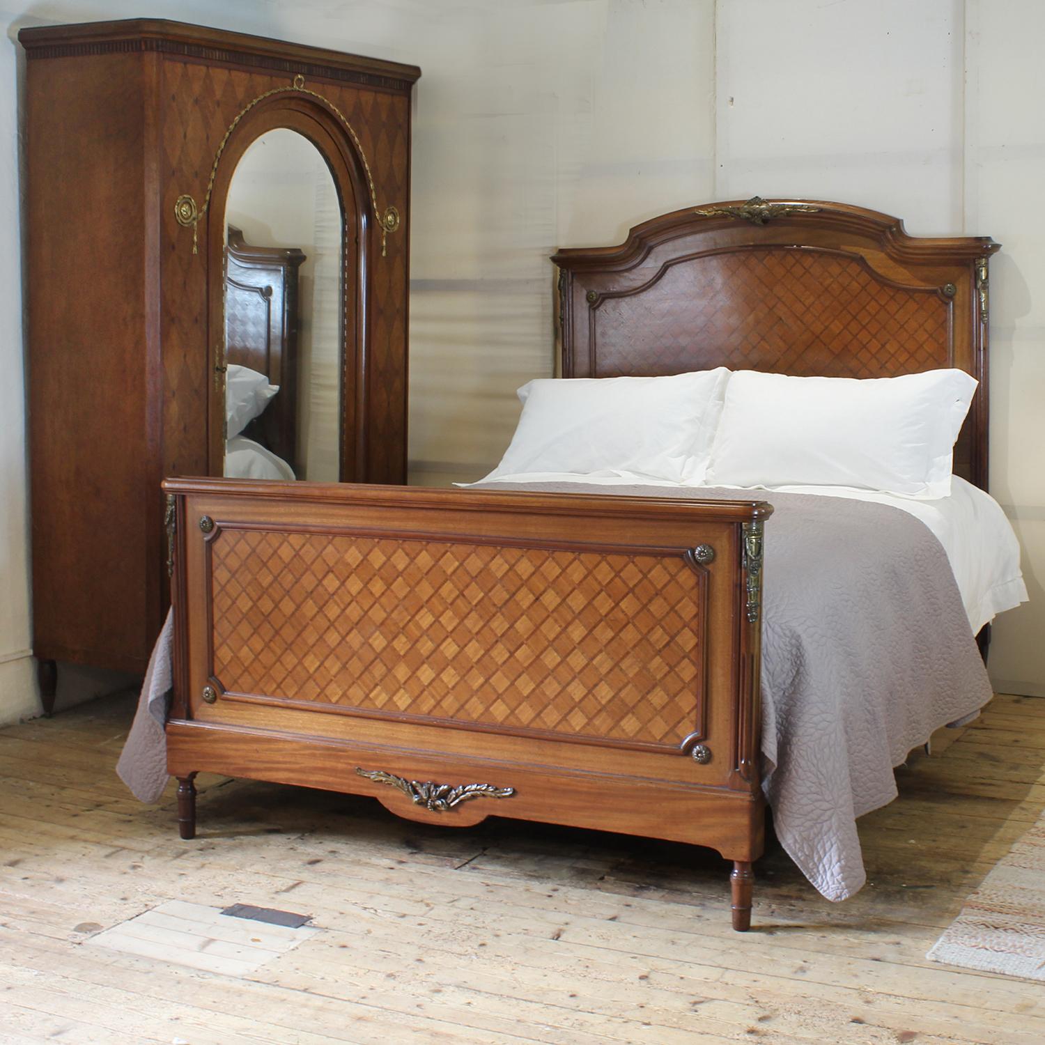 French Antique Bed with Mercier Wardrobe In Good Condition In Wrexham, GB