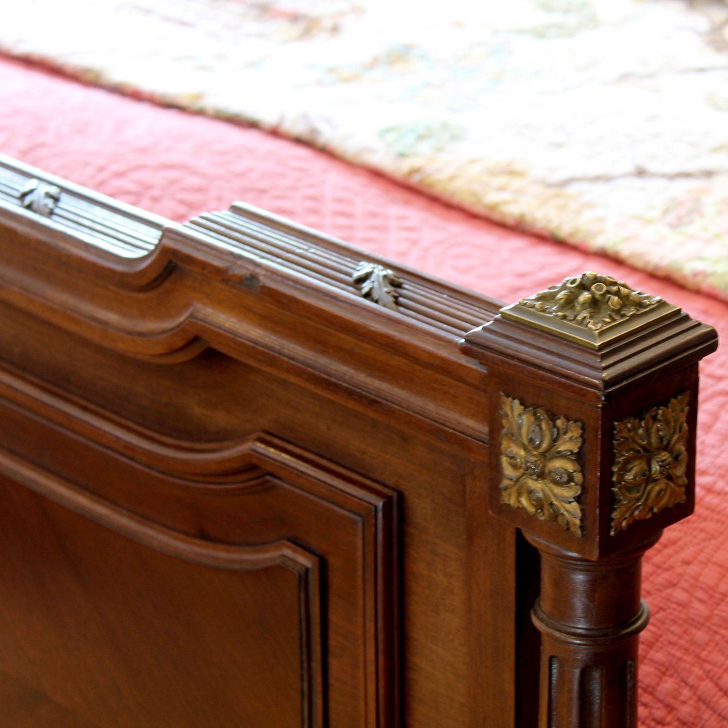 Early 20th Century French Antique Bed with Ormolu Decoration, WK193 For Sale