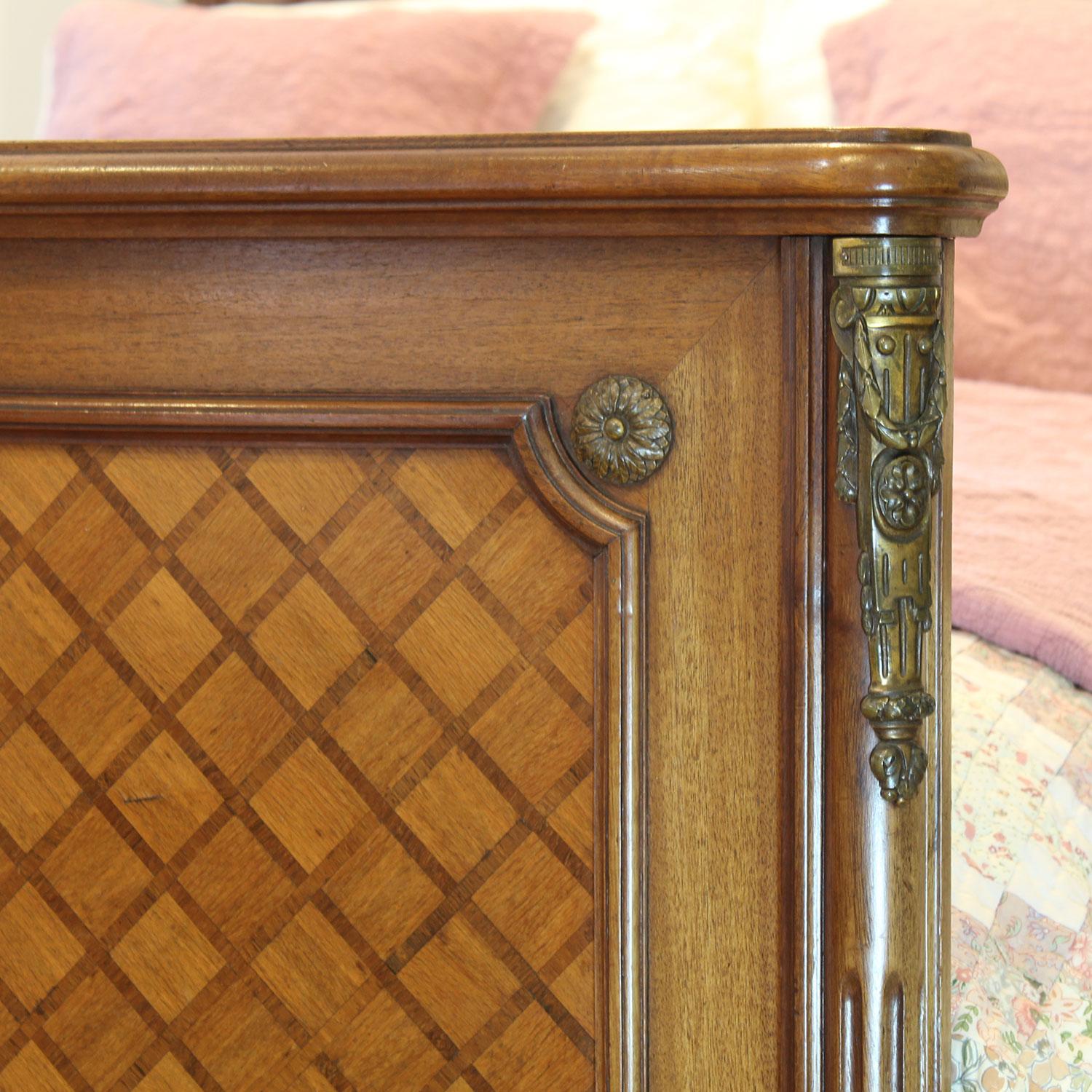 Inlay French Antique Bed with Parquetry Panels, WK191