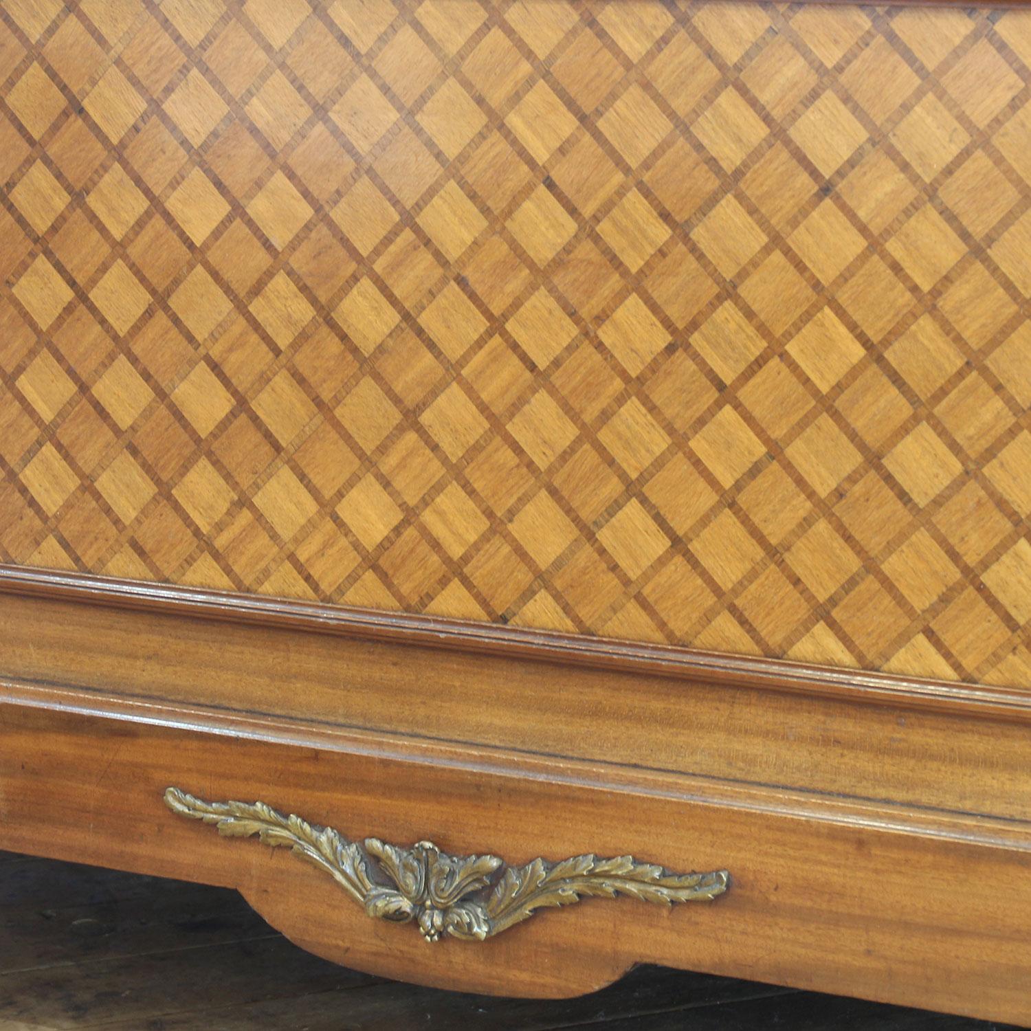 Early 20th Century French Antique Bed with Parquetry Panels, WK191