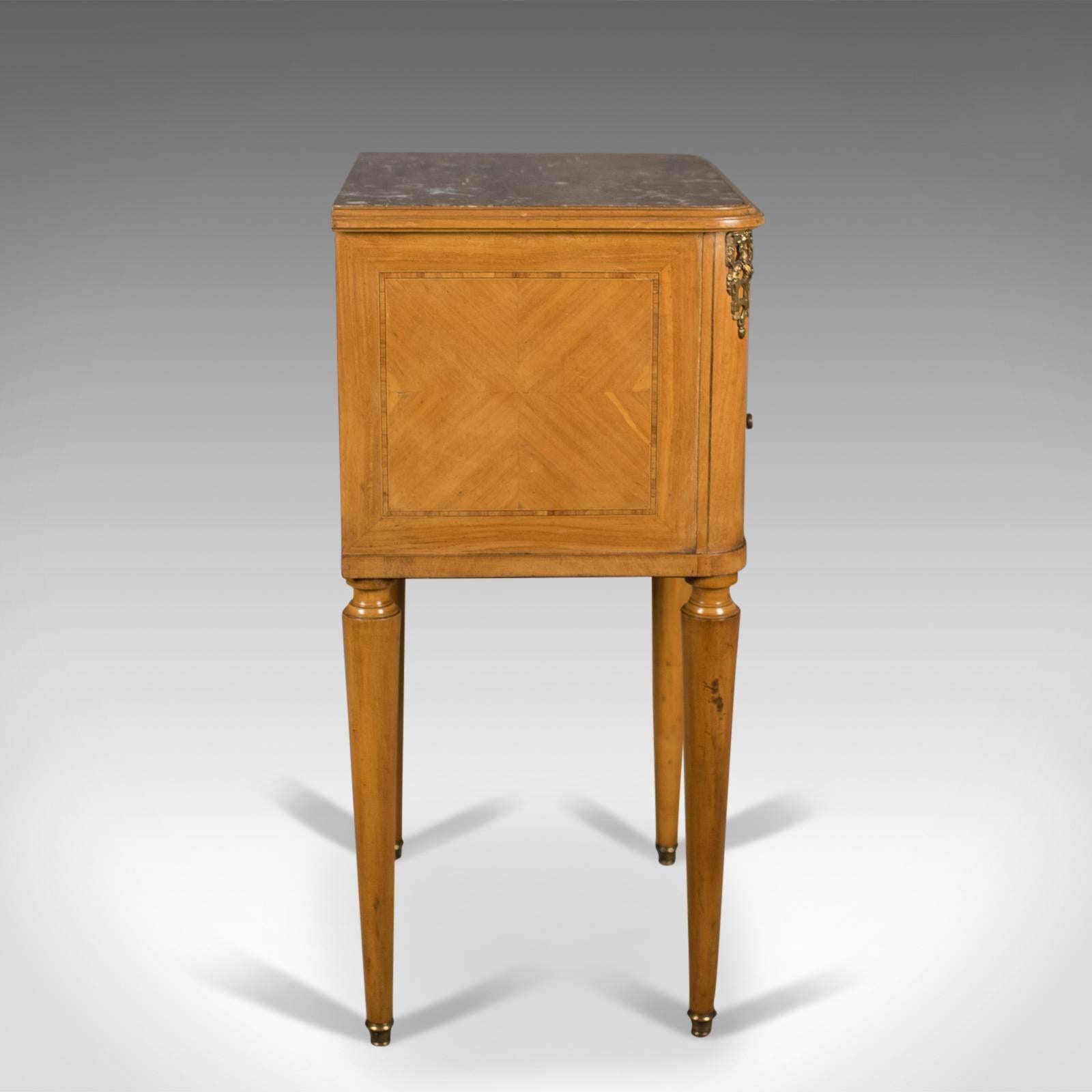 French Provincial French Antique Bedside Cabinet, Marble-Top Nightstand, circa 1890 For Sale