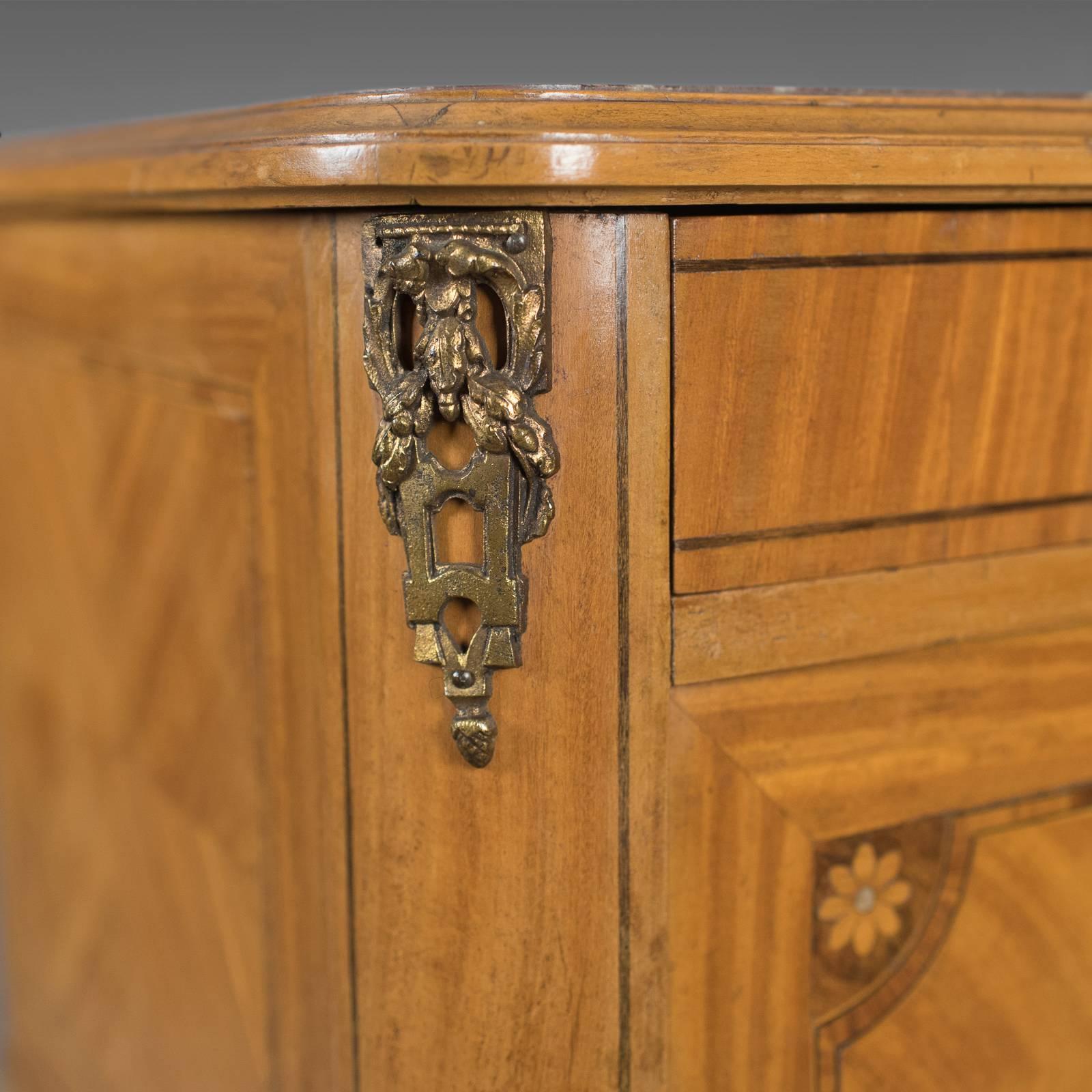 French Antique Bedside Cabinet, Marble-Top Nightstand, circa 1890 For Sale 2