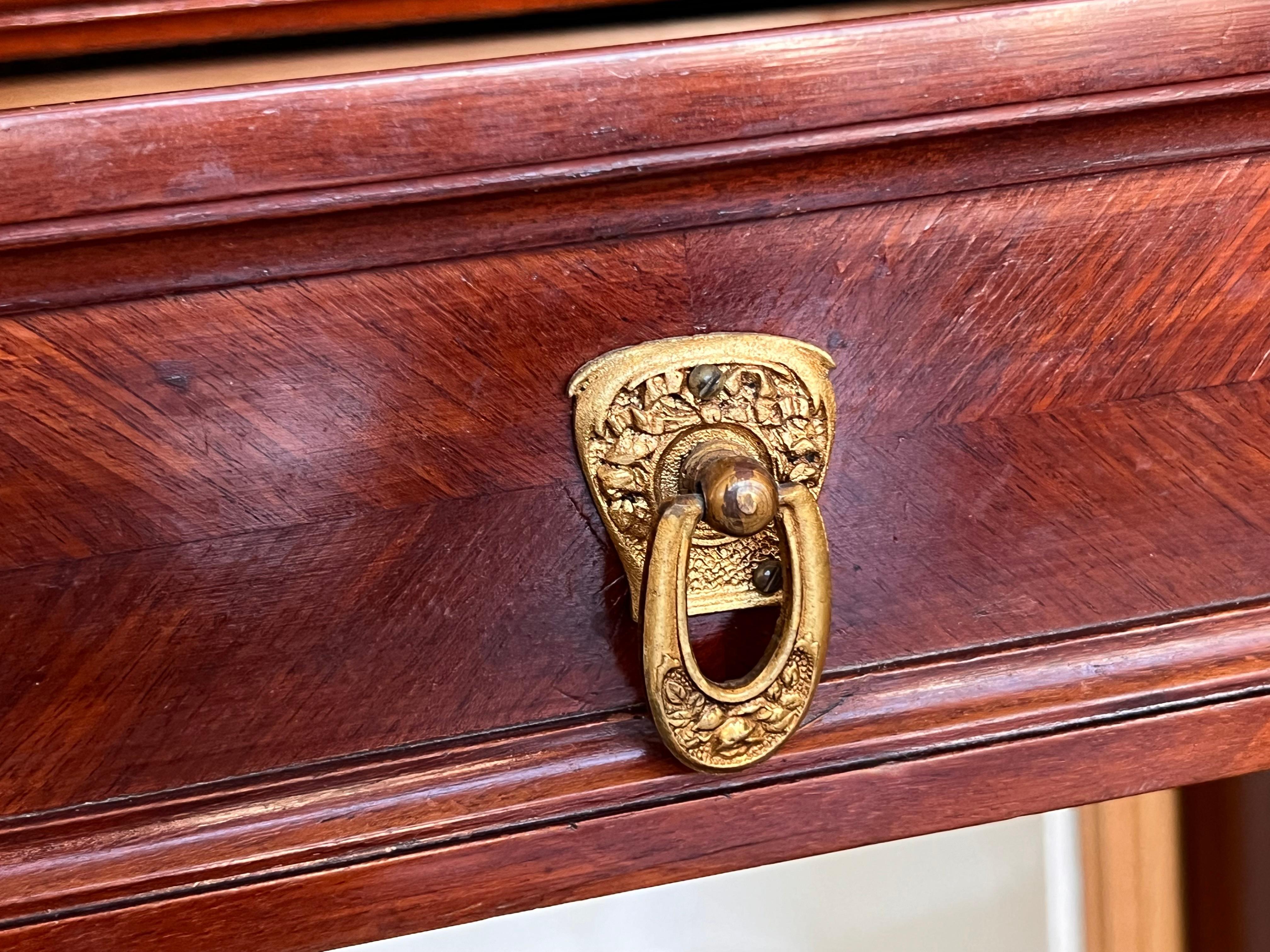 Pair of French Antique Bedside Cabinet Marquetry Nightstand, circa 1890 For Sale 4