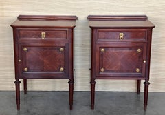 Pair of French Antique Bedside Cabinet Marquetry Nightstand, circa 1890