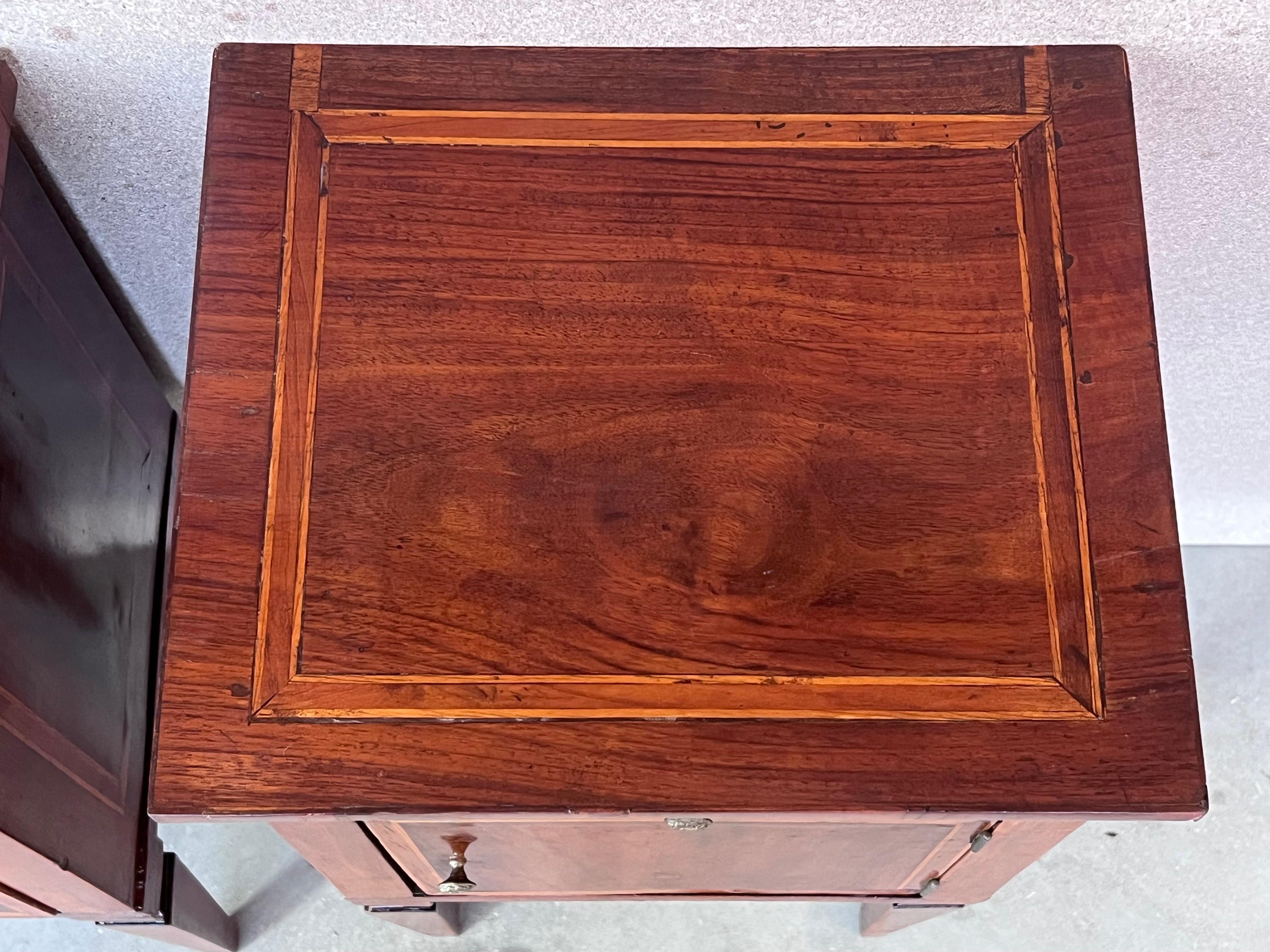 Walnut French, Antique Bedside Cabinet, Marquetry-Top Nightstand, circa 1890