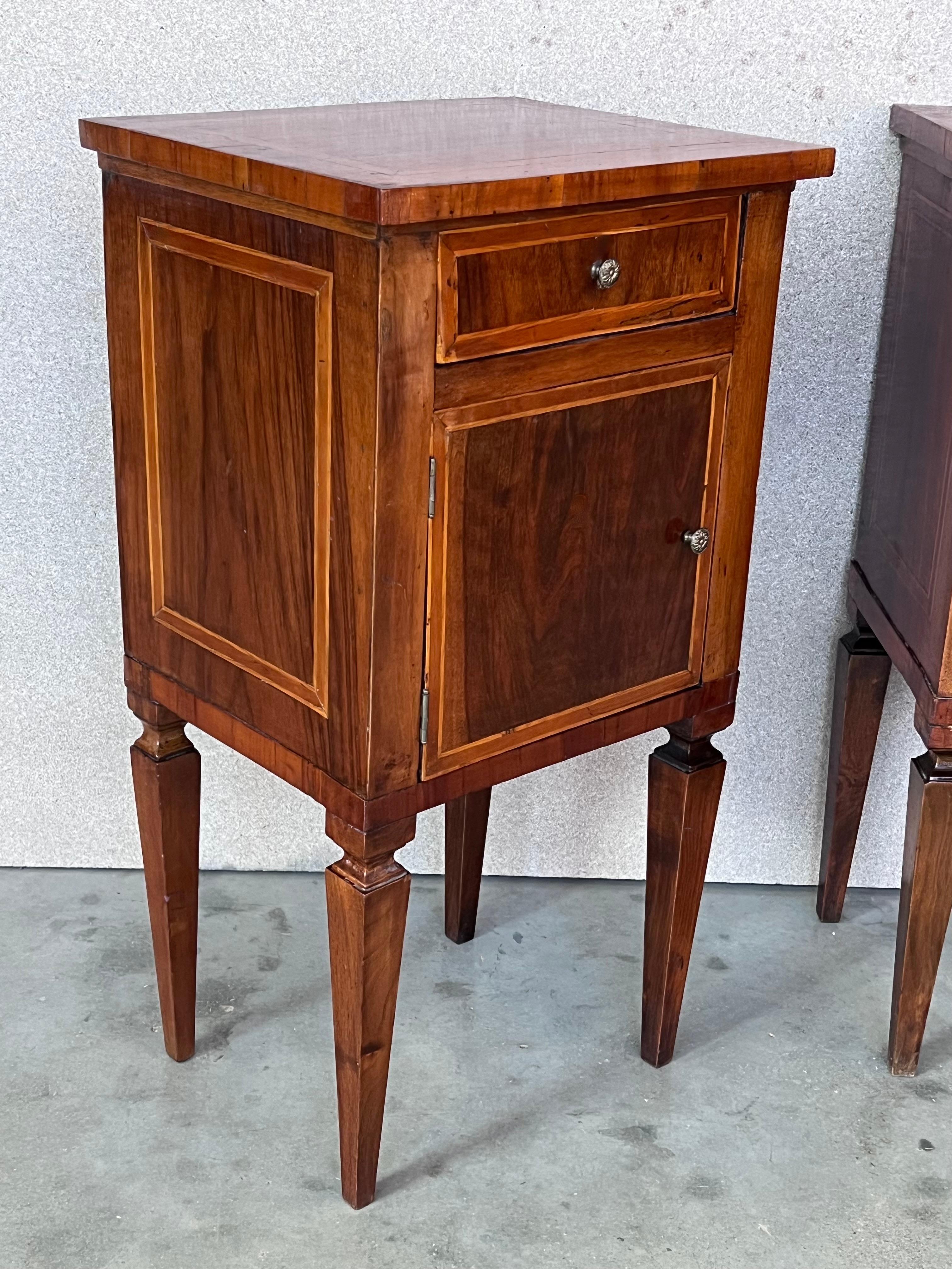 French, Antique Bedside Cabinet, Marquetry-Top Nightstand, circa 1890 1