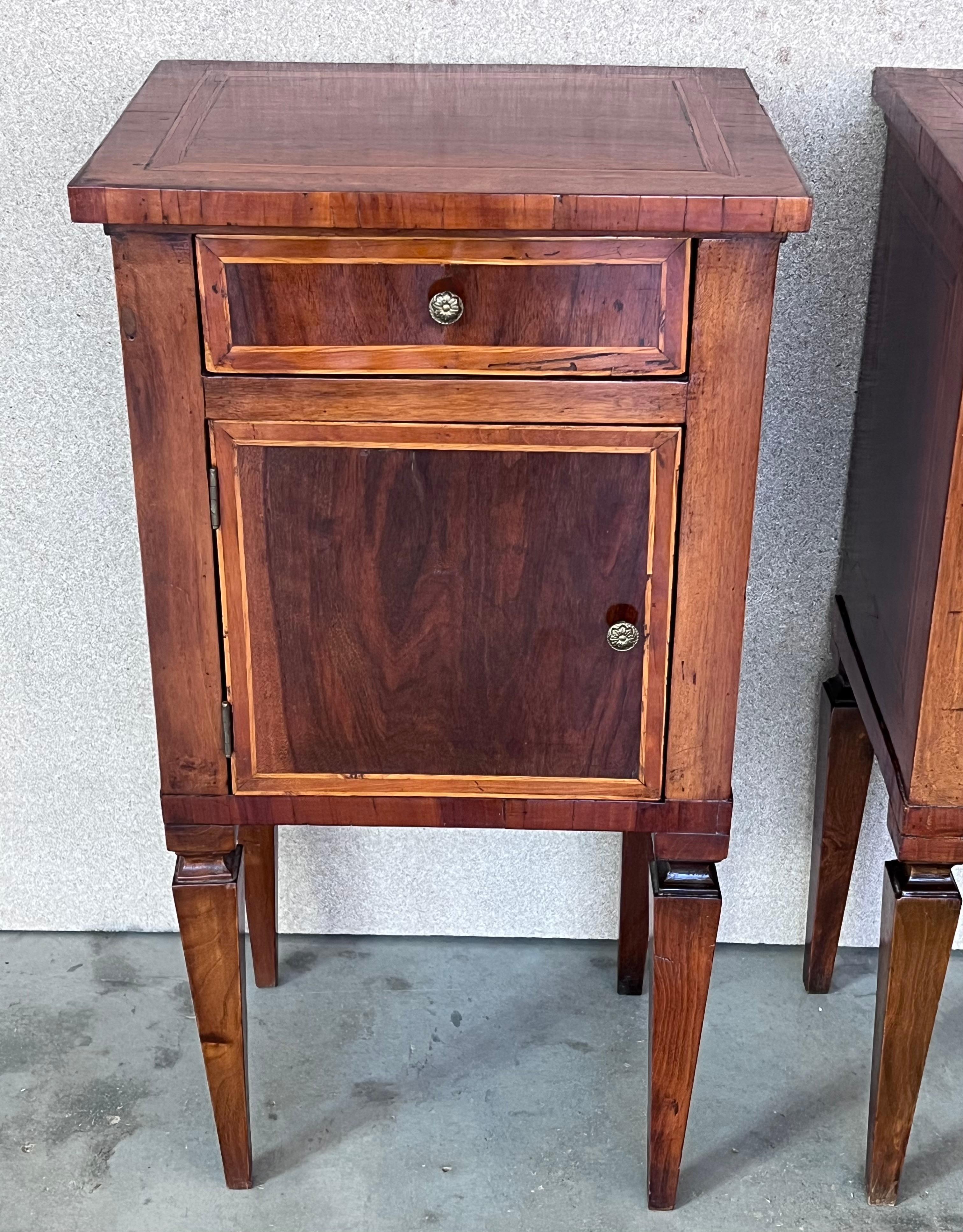 French, Antique Bedside Cabinet, Marquetry-Top Nightstand, circa 1890 2