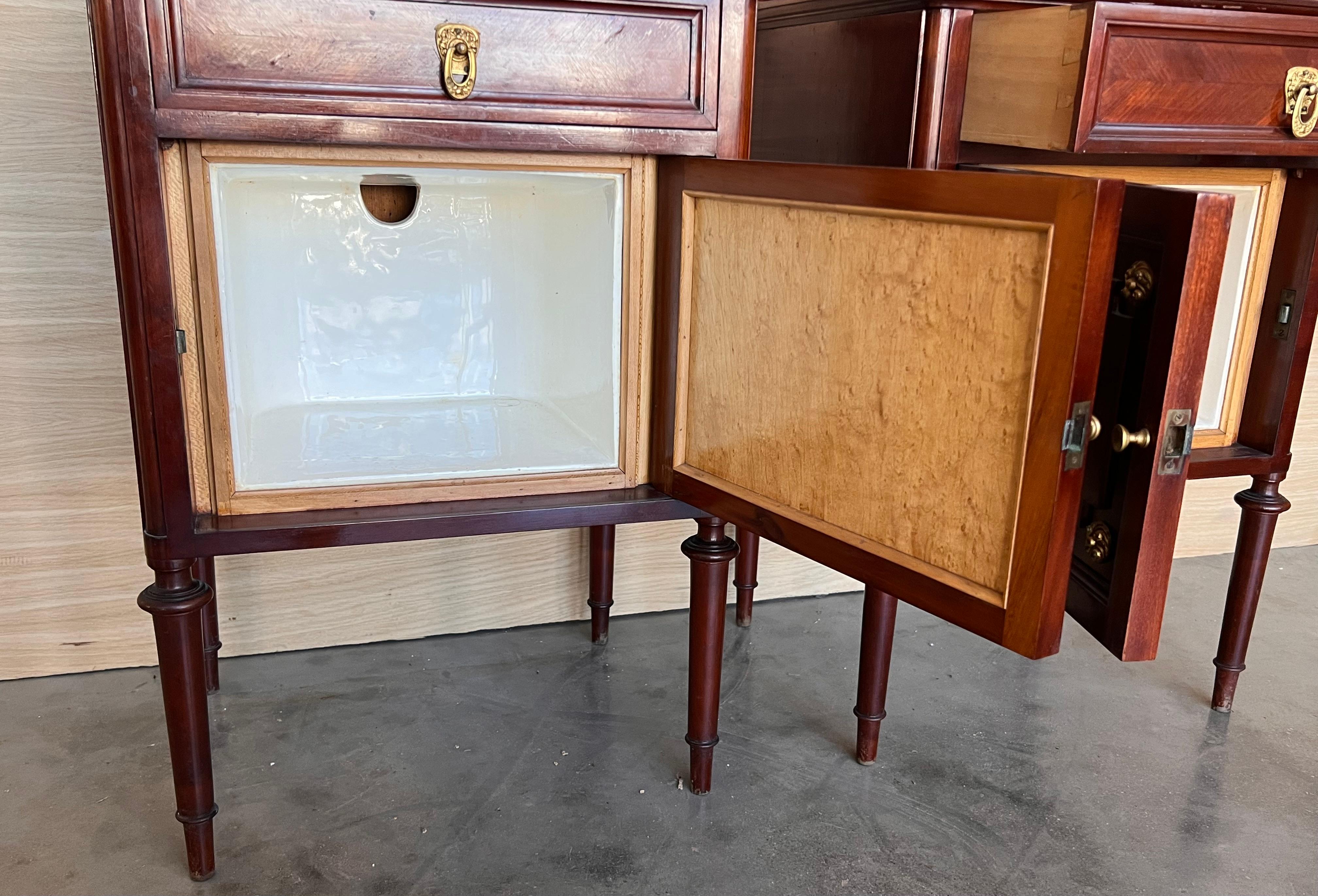 Pair of French Antique Bedside Cabinet Marquetry Nightstand, circa 1890 For Sale 2