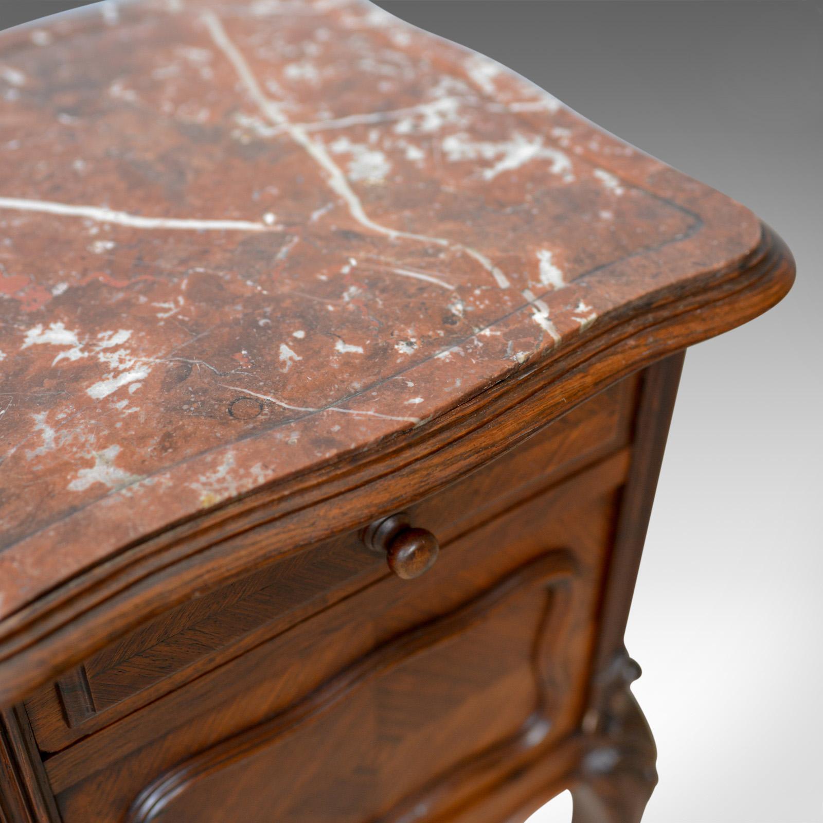 French Antique Bedside Cabinet, Victorian, Walnut, Marble Top Pot Cupboard In Good Condition In Hele, Devon, GB