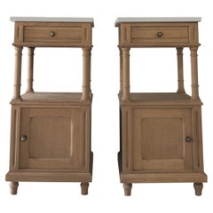 French Antique Bedside Cabinets in Oak with Marble French Antique Bedside Cabinets in Oak with Marble