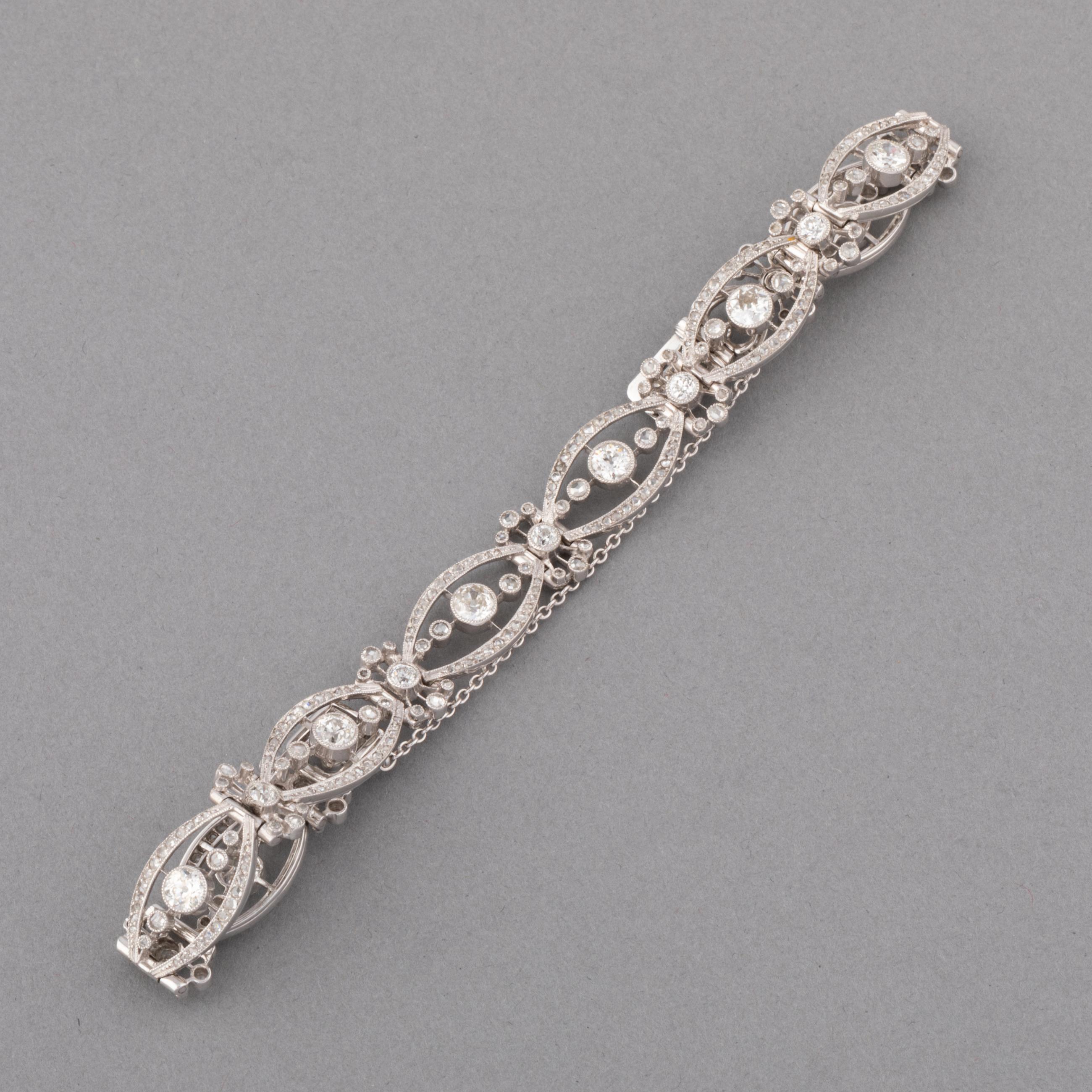 Old European Cut French Antique  Belle Epoque Diamonds Bracelet