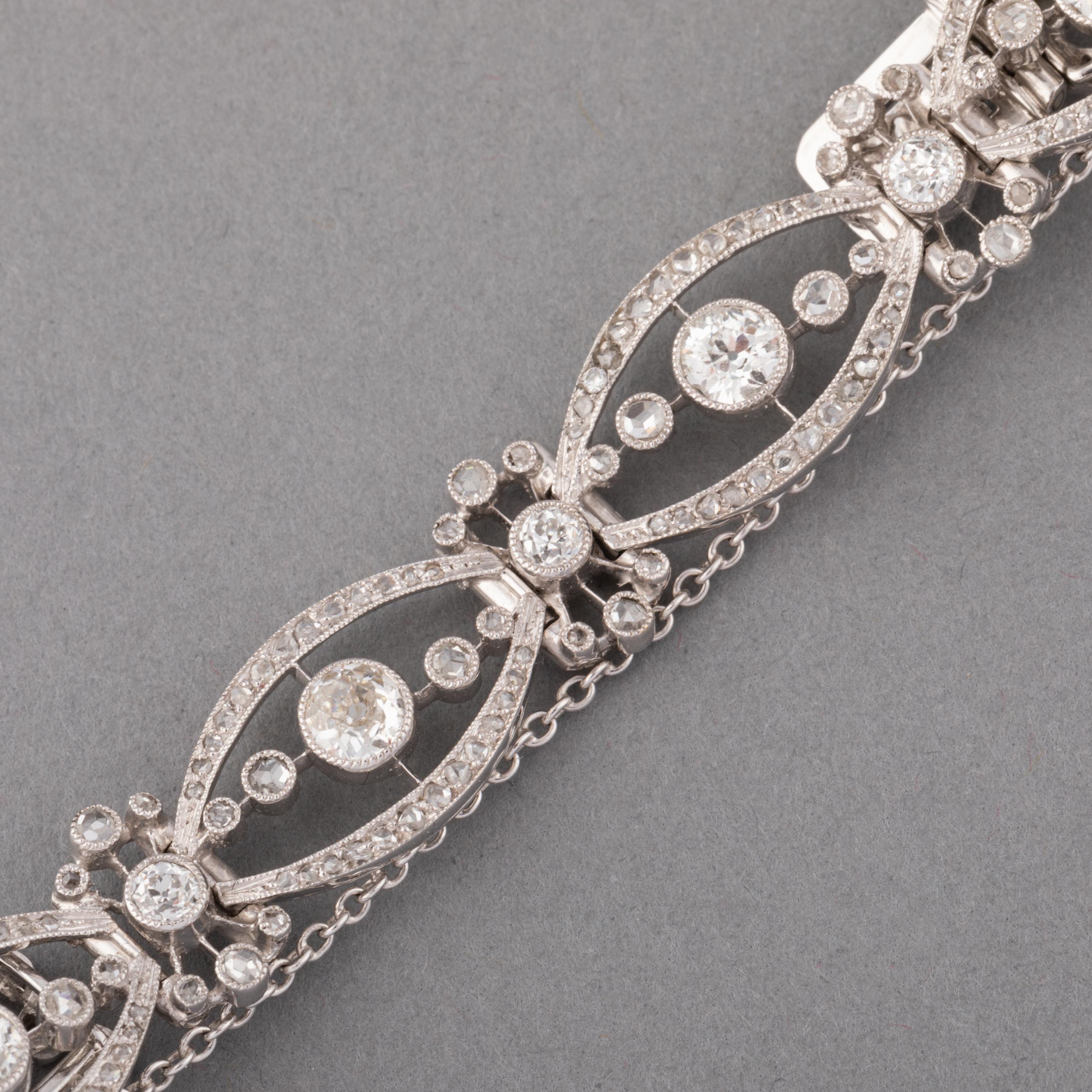 French Antique  Belle Epoque Diamonds Bracelet In Good Condition In Saint-Ouen, FR