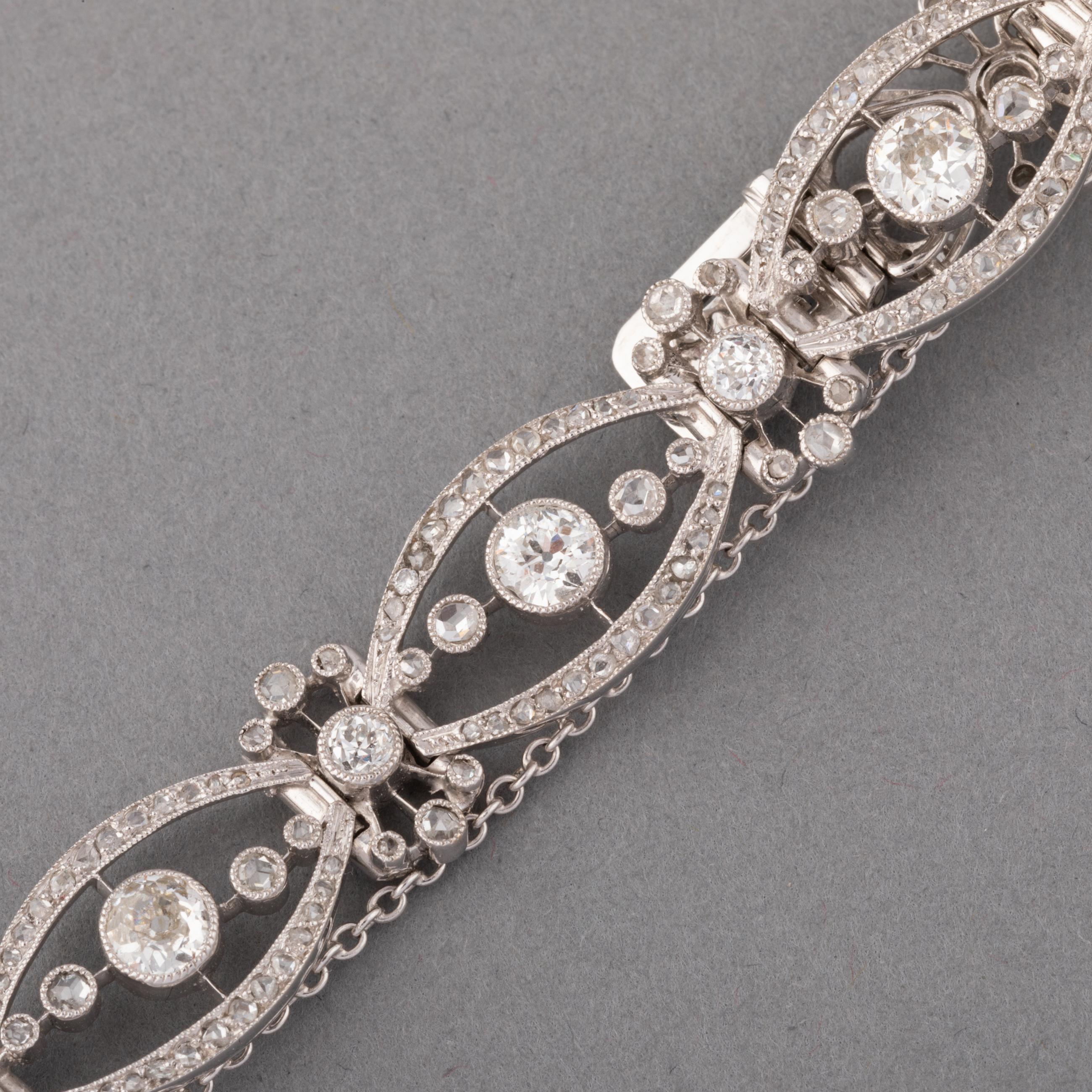 Women's French Antique  Belle Epoque Diamonds Bracelet
