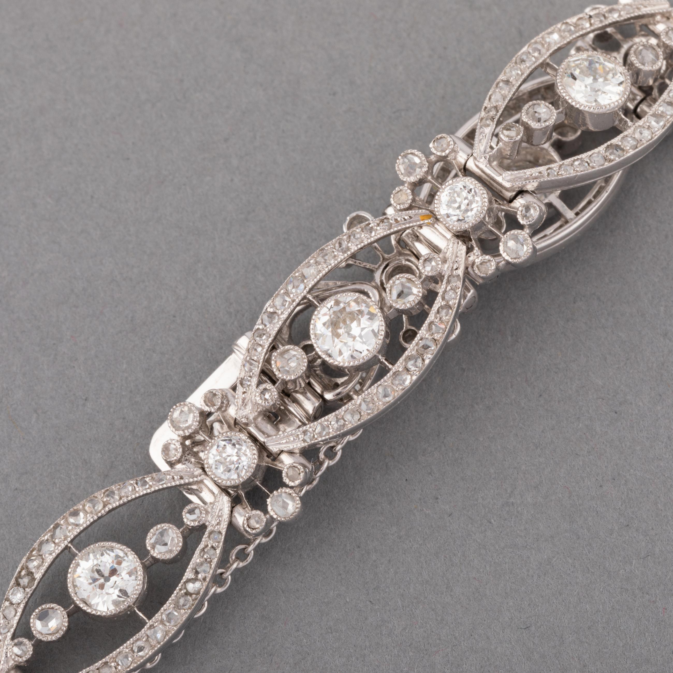 French Antique  Belle Epoque Diamonds Bracelet 1