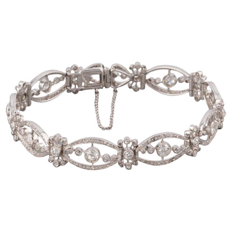 French 1900s Belle Époque Flowers Silver Bracelet For Sale at 1stDibs