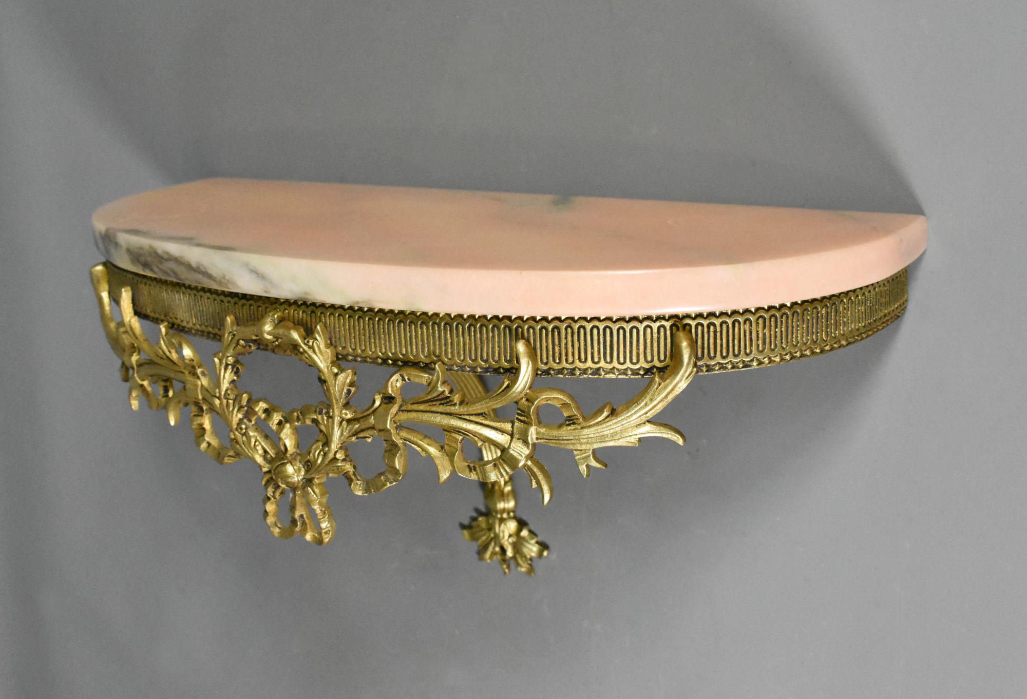 French Antique Bronze and Marble Wall Console Louis XVI Style For Sale 2