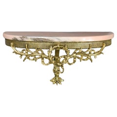 French Retro Bronze and Marble Wall Console Louis XVI Style