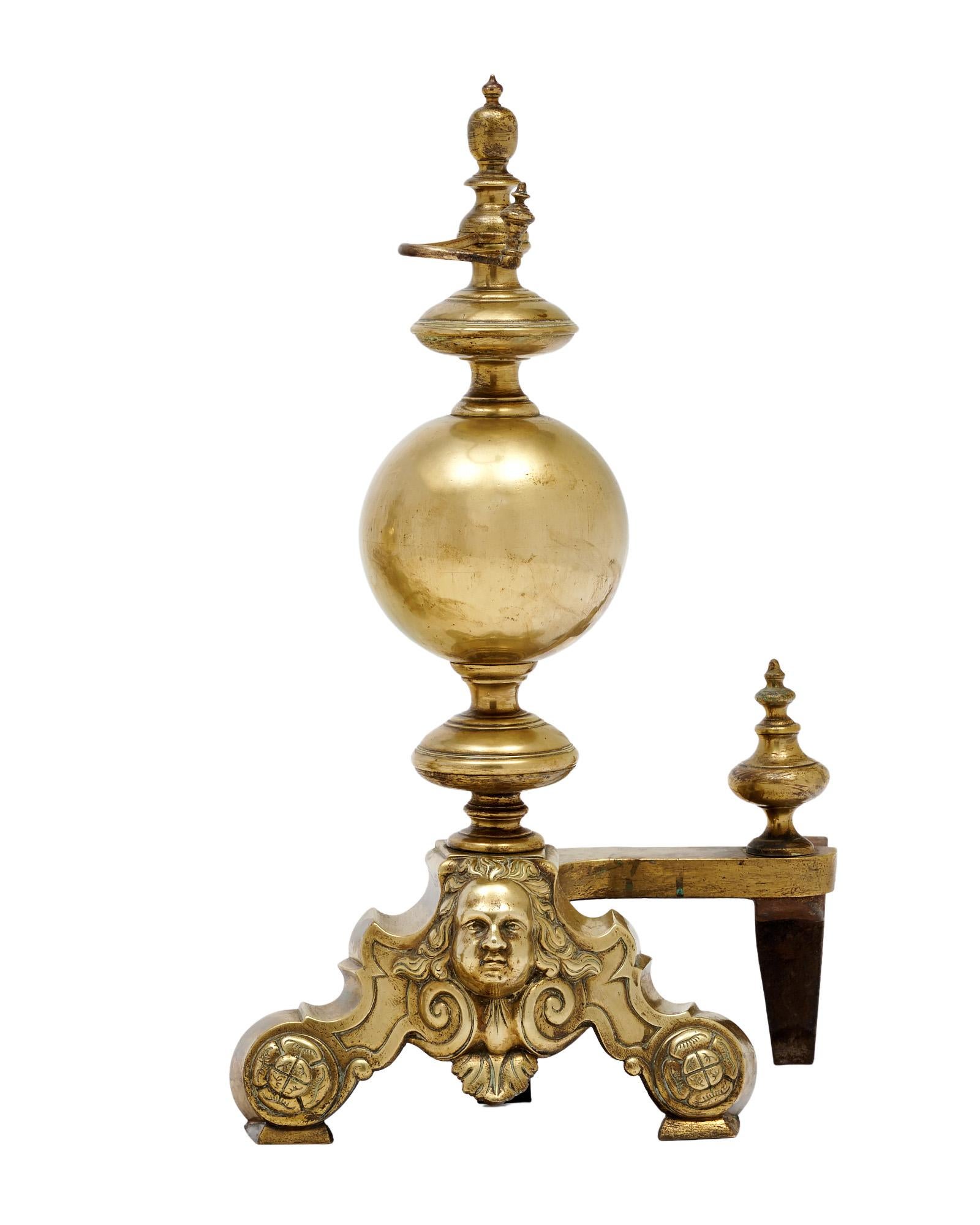 French Antique Bronze “Beethoven” Andirons For Sale 1