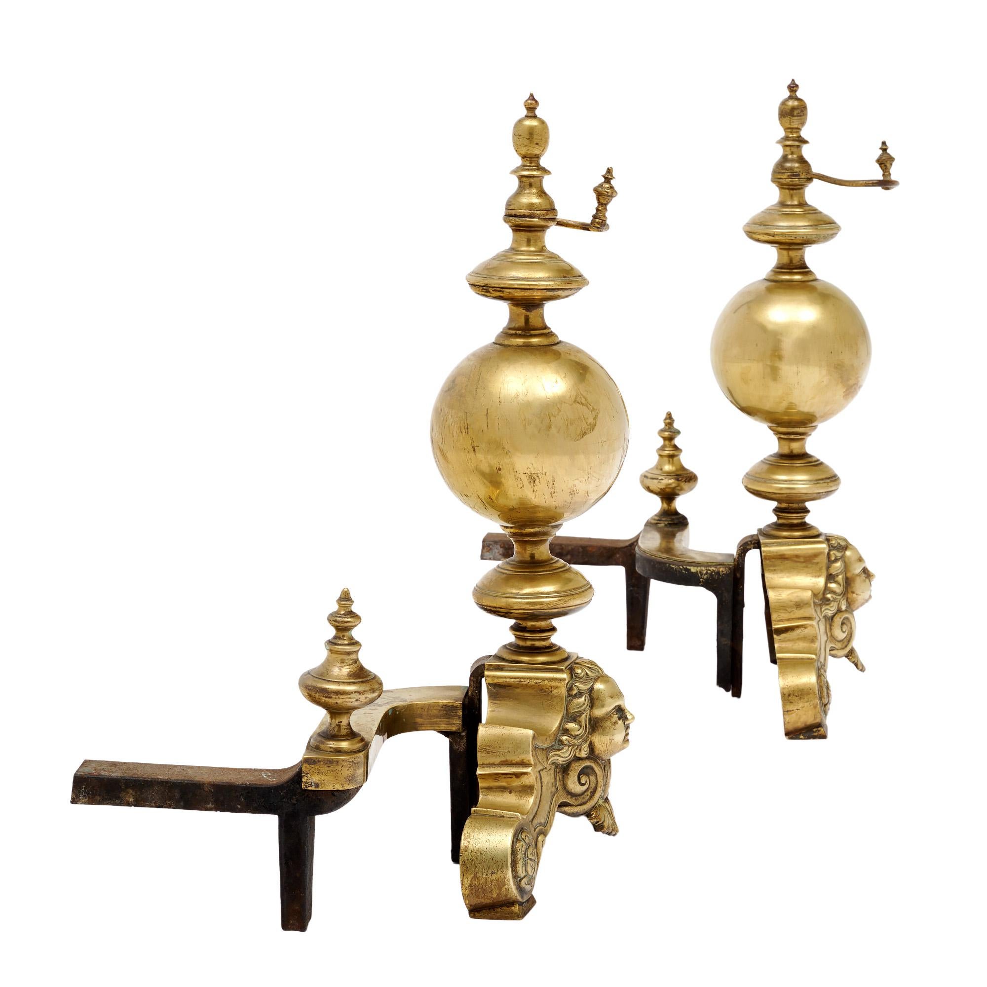 French Antique Bronze “Beethoven” Andirons For Sale 3