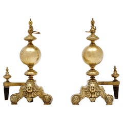 French Antique Bronze “Beethoven” Andirons