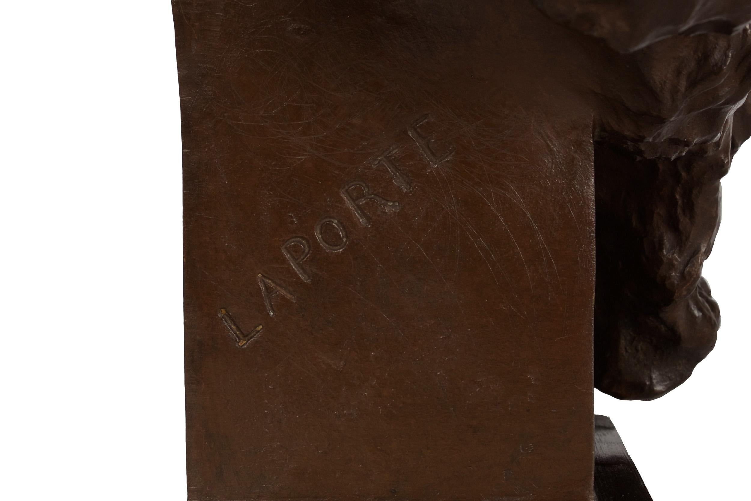 French Antique Bronze Bust Sculpture of Warrior Vercingetorix by Emile Laporte 6