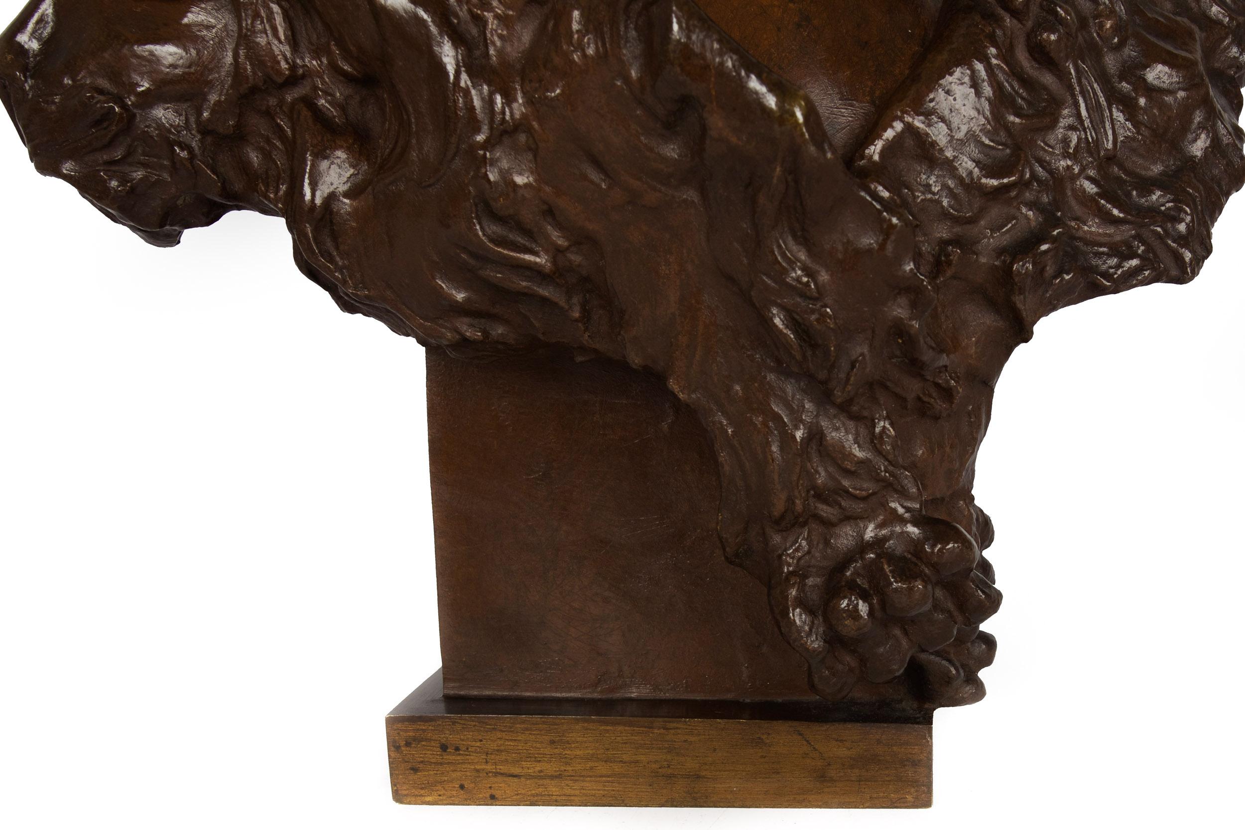 French Antique Bronze Bust Sculpture of Warrior Vercingetorix by Emile Laporte 9