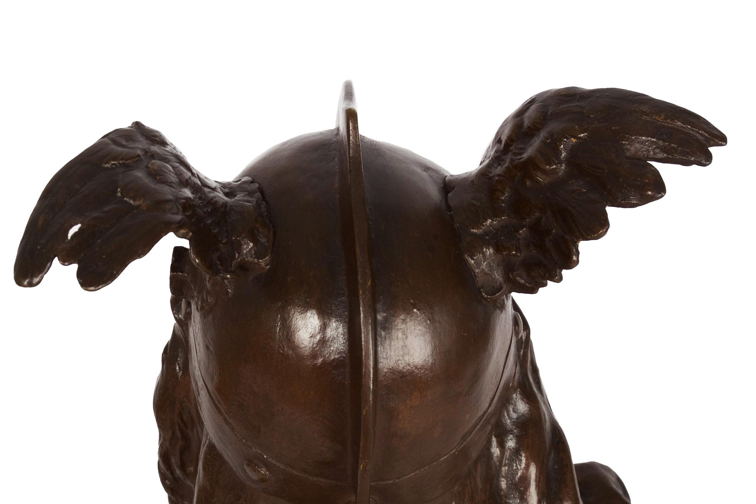 French Antique Bronze Bust Sculpture of Warrior Vercingetorix by Emile Laporte 2